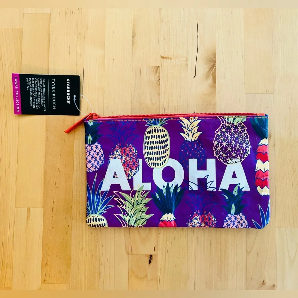 COPY - NEW Starbucks Tyvek Hawaii ALOHA Zippered Pouch * Hawaii Edition - Picture 2 of 7